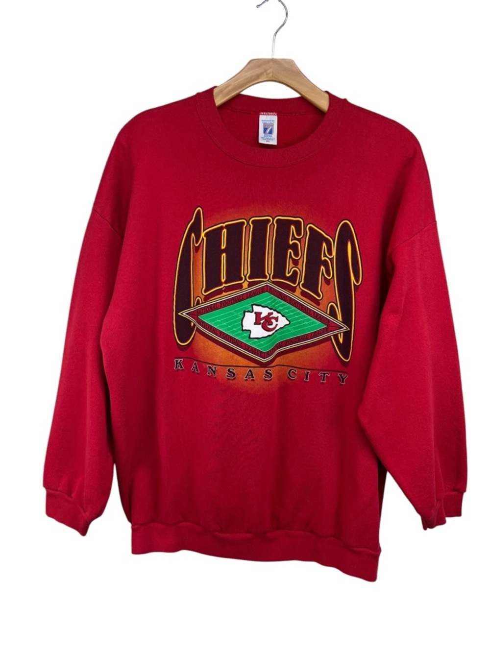 Vintage Logo 7 Kansas City Chiefs Crewneck Sweatshirt Made in the USA 3XL